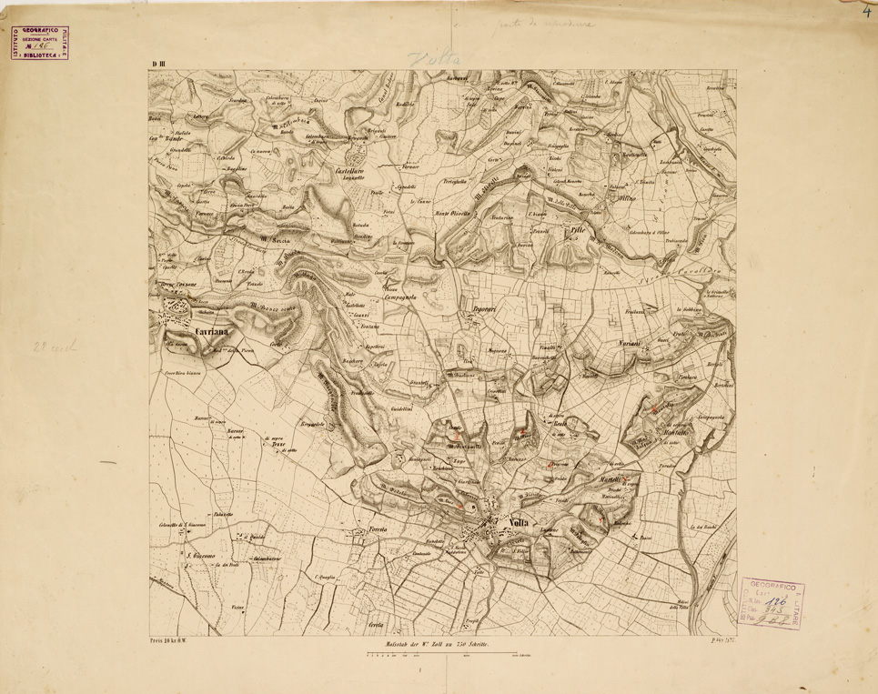 (N:14632) REAMBULIRTEN DETAILKARTE VOM MANOVRE TERRAIN AM MINCIO - VOLTA - Tavola D III (B0006299) Carte e stampe antiche: riproduzione a colori su carta (formato A1)
