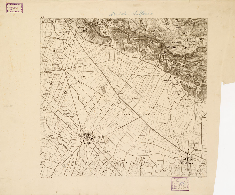 (N:14619) REAMBULIRTEN DETAILKARTE VOM MANOVRE TERRAIN AM MINCIO - MEDOLE SOLFERINO - Tavola C II (B0006302) Carte e stampe antiche: riproduzione a colori su carta (formato A1)