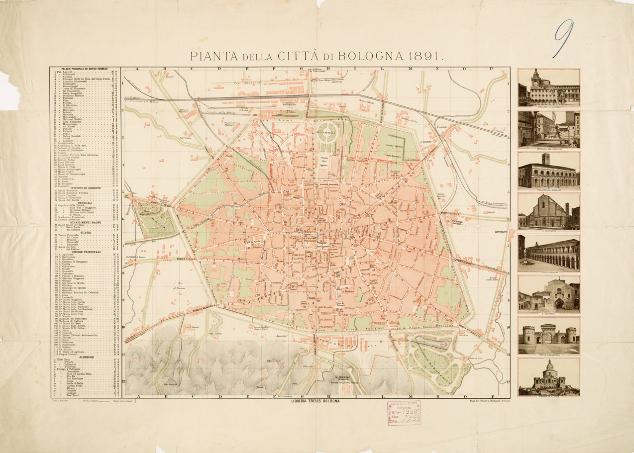 (N:13584) PIANTA DELLA CITTA' DI BOLOGNA (B0006360) Carte e stampe antiche: riproduzione a colori su carta (formato A1)