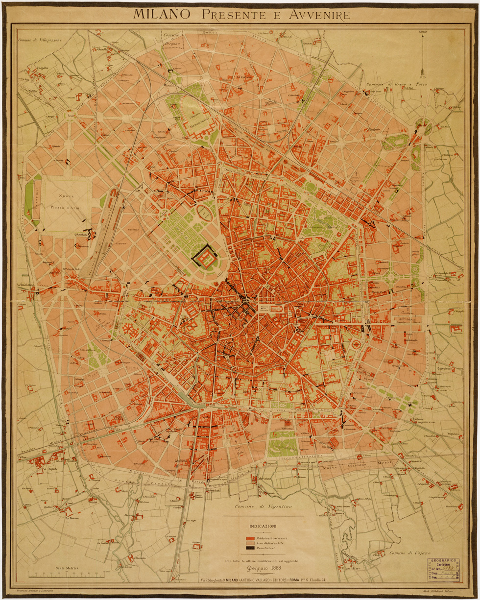 (N:12714) MILANO PRESENTE E AVVENIRE (B0006399) Carte e stampe antiche: riproduzione a colori su carta (formato A1)