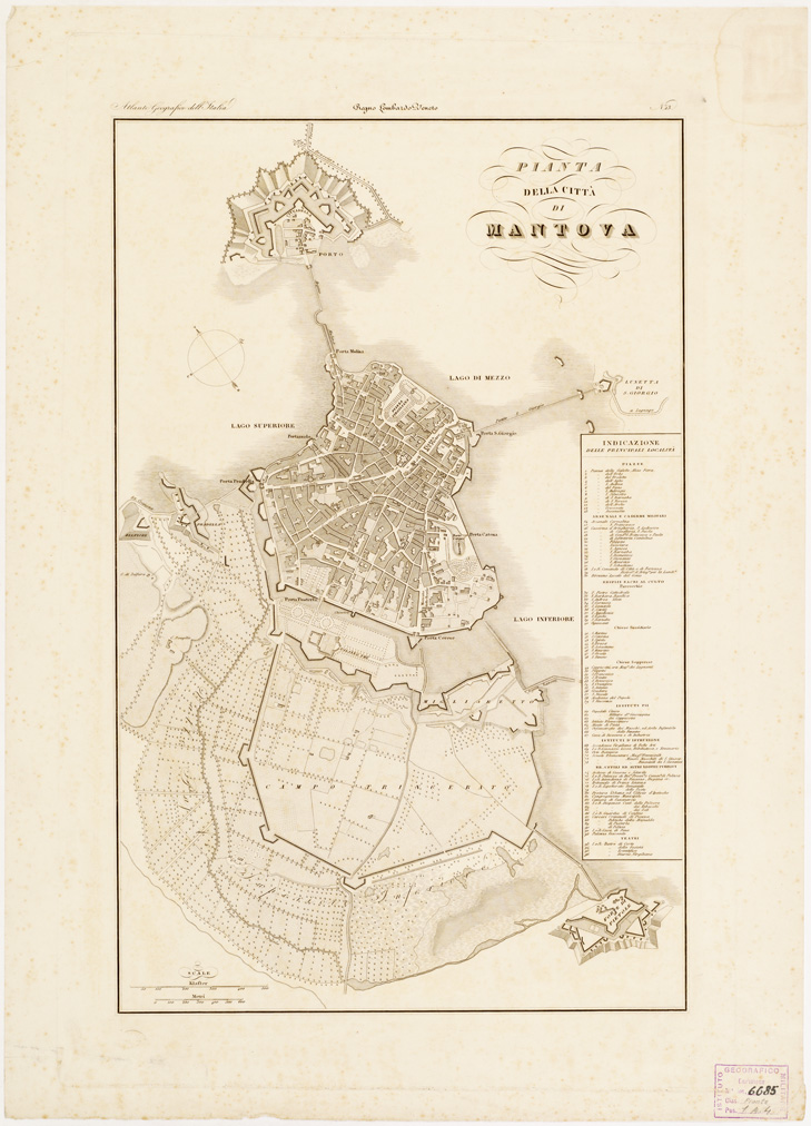 (N:12095) PIANTA DELLA CITTA' DI MANTOVA (B0006431) Carte e stampe antiche: riproduzione a colori su carta (formato A1)