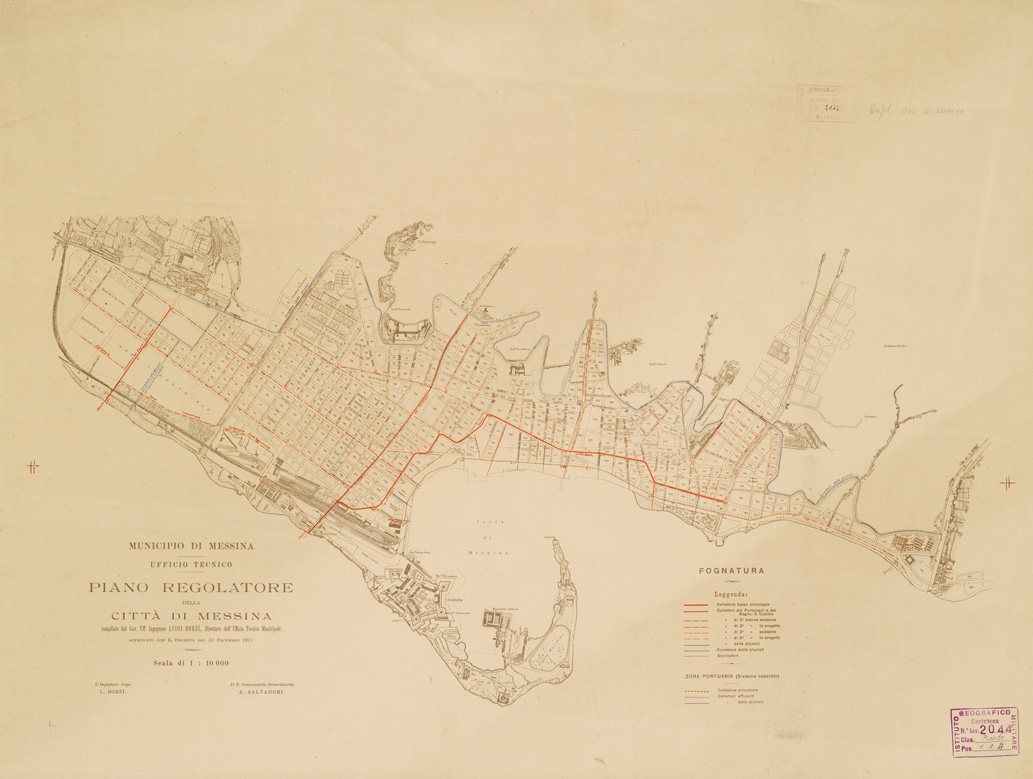 (N:13378) PIANO REGOLATORE DELLA CITTA' DI MESSINA - FOGNATURA 2 (B0006435) Carte e stampe antiche: riproduzione a colori su carta (formato A1)