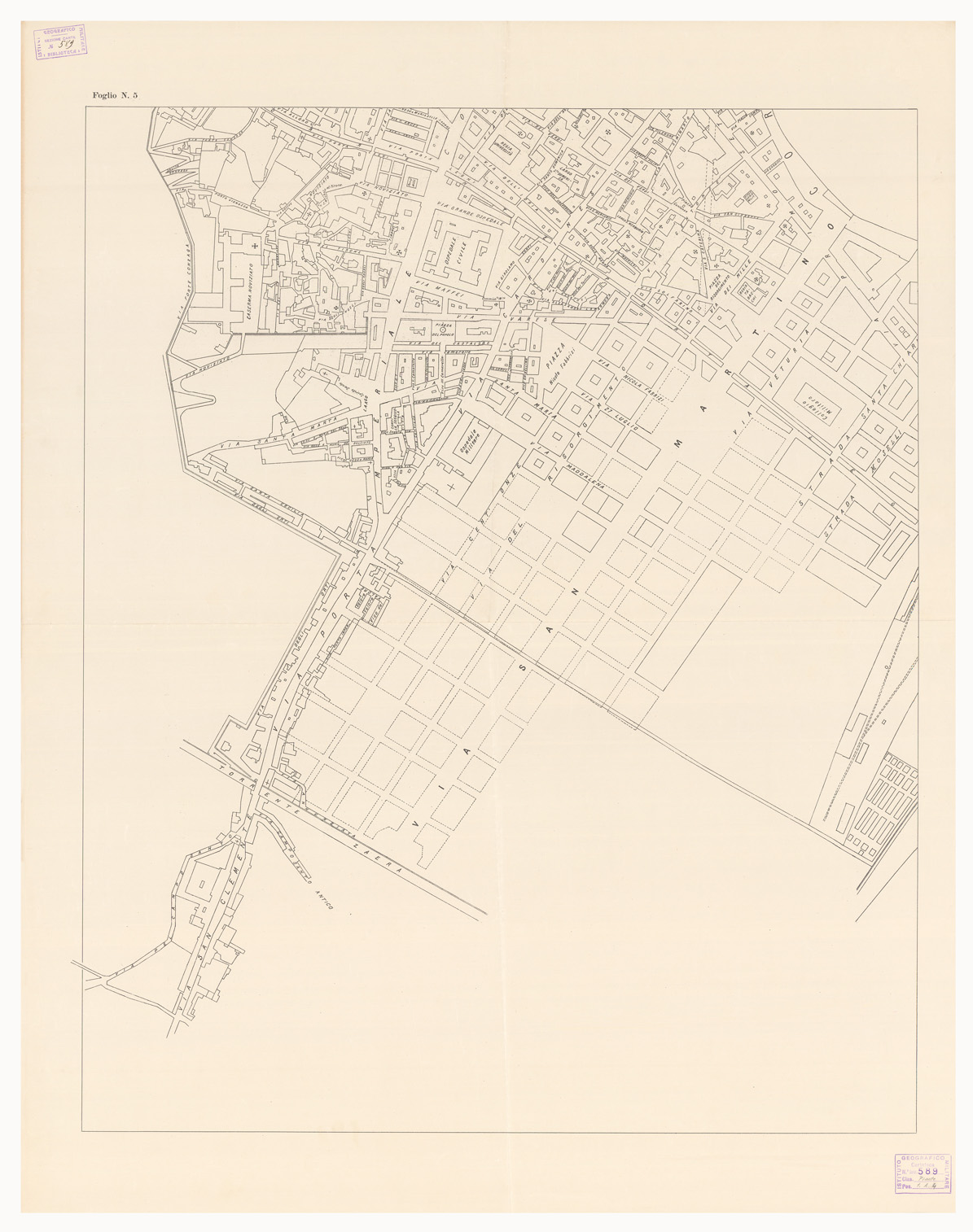 (N:13638) PIANTA DELLA CITTA' DI MESSINA - Foglio 5 (B0006448) Carte e stampe antiche: riproduzione a colori su carta (formato A1)