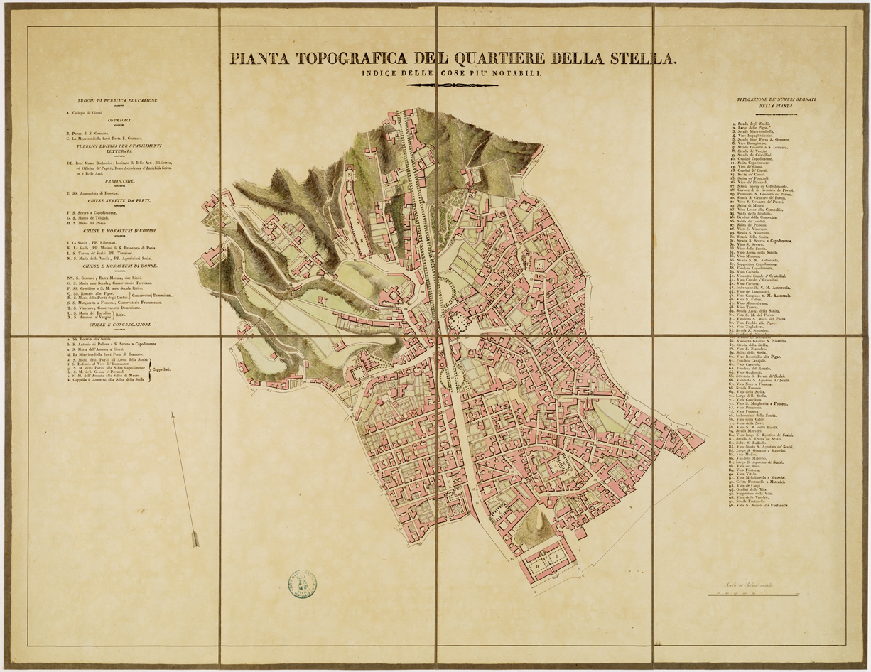 (N:13986) PIANTA DEI QUARTIERI DELLA CITTA' DI NAPOLI - PIANTA TOPOGRAFICA DEL QUARTIERE DELLA STELLA (B0006472) Carte e stampe antiche: riproduzione a colori su carta (formato A1)