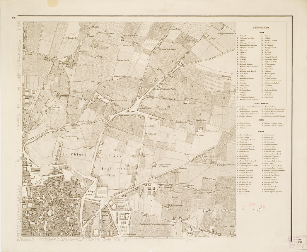 (N:14002) PIANTA TOPOGRAFICA DELLA CITTA' DI PALERMO E SUOI DINTORNI - Foglio II (B0006586) Carte e stampe antiche: riproduzione a colori su carta (formato A1)