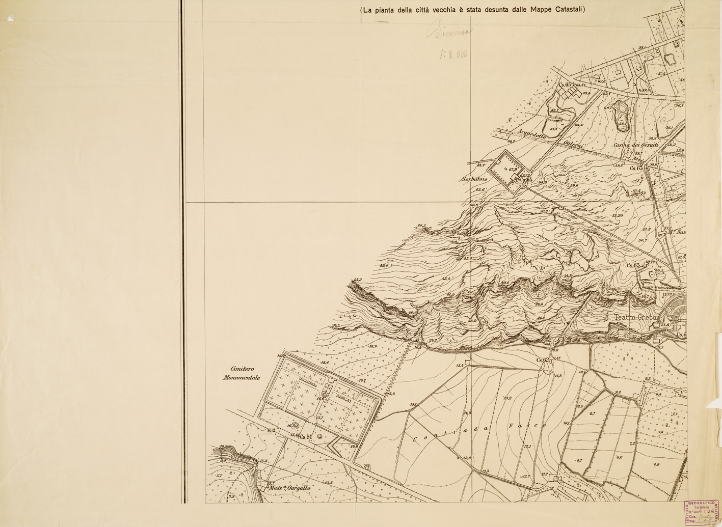 (N:13750) PIANTA DELLA CITTA' DI SIRACUSA - Foglio 1 + Quadro d'Unione (B0006601, B0006602, B6601-02) Carte e stampe antiche: riproduzione a colori su carta (formato A1)