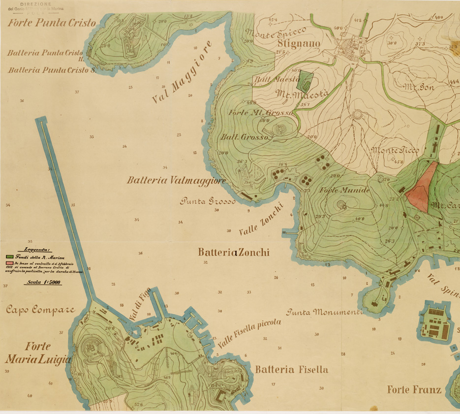 (N:13907) PIANTA DI POLA IN BASE AL PIANO REGOLATORE - Foglio 1 (B0006621, B0006622, B6621-22) Carte e stampe antiche: riproduzione a colori su carta (formato A1)