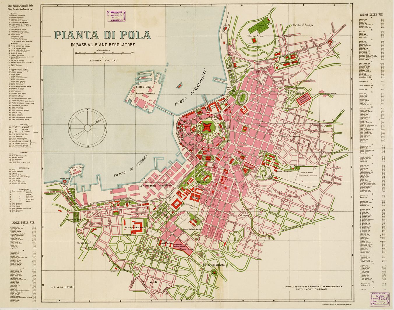 (N:13909) PIANTA DI POLA IN BASE AL PIANO REGOLATORE - Foglio 2 (B0006623) Carte e stampe antiche: riproduzione a colori su carta (formato A1)