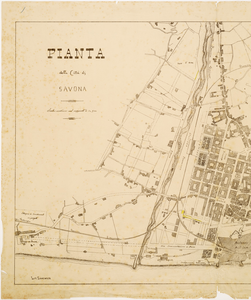 (N:13745) PIANTA DELLA CITTA' DI SAVONA (B0006650, B0006651, B6650-51) Carte e stampe antiche: riproduzione a colori su carta (formato A1)