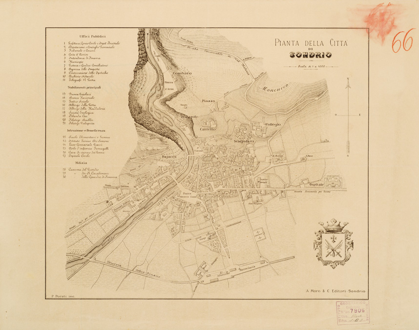 (N:13762) PIANTA DELLA CITTA' DI SONDRIO (B0006652) Carte e stampe antiche: riproduzione a colori su carta (formato A1)