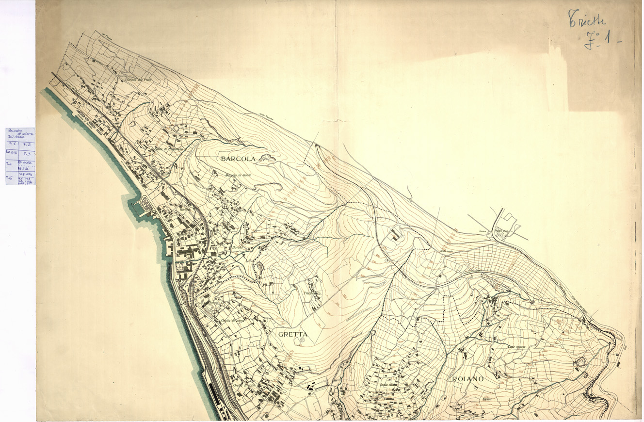 (N:13778) PIANTA DELLA CITTA' DI TRIESTE - Foglio 1 (B0006694) Carte e stampe antiche: riproduzione a colori su carta (formato A1)