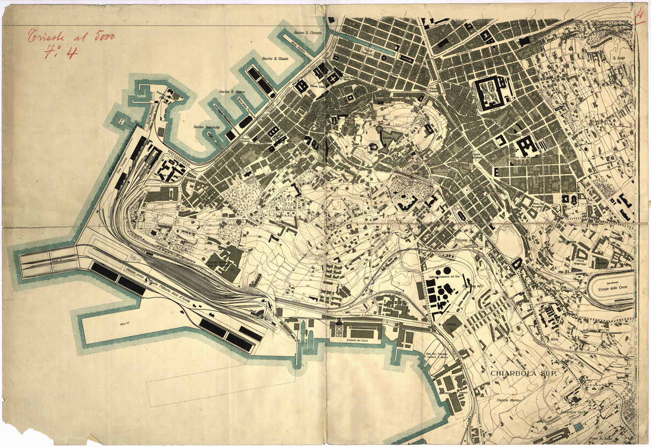 (N:13782) PIANTA DELLA CITTA' DI TRIESTE - Foglio 4 (B0006698) Carte e stampe antiche: riproduzione a colori su carta (formato A1)