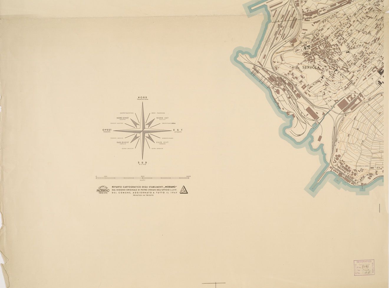 (N:13793) PIANTA DELLA CITTA' DI TRIESTE - Foglio 3 (B0006709, B0006710, B6709-10) Carte e stampe antiche: riproduzione a colori su carta (formato A1)