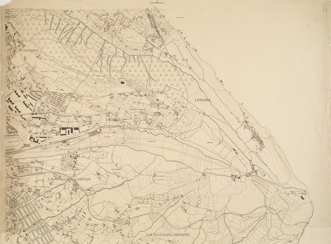 (N:13795) PIANTA DELLA CITTA' DI TRIESTE - Foglio 4 (B0006711, B0006712, B6711-12) Carte e stampe antiche: riproduzione a colori su carta (formato A1)