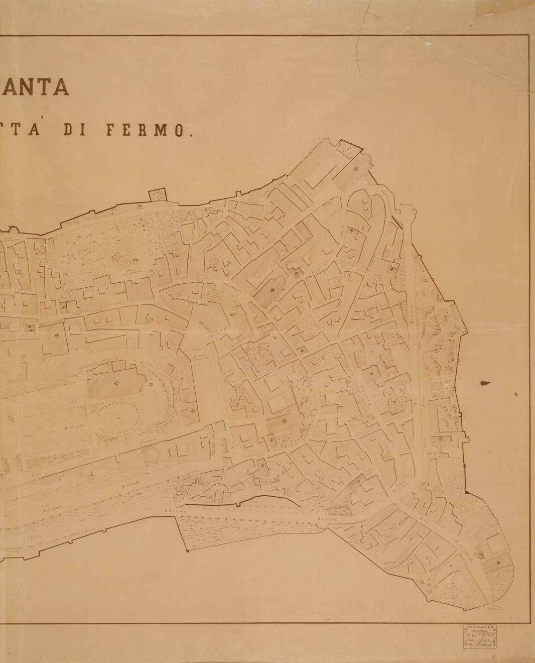 (N:13597) PIANTA DELLA CITTA' DI FERMO (B0006719, B0006720, B6719-20) Carte e stampe antiche: riproduzione a colori su carta (formato A1)