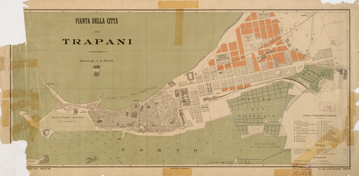(N:13776) PIANTA DELLA CITTA' DI TRAPANI (B0006721) Carte e stampe antiche: riproduzione a colori su carta (formato A1)