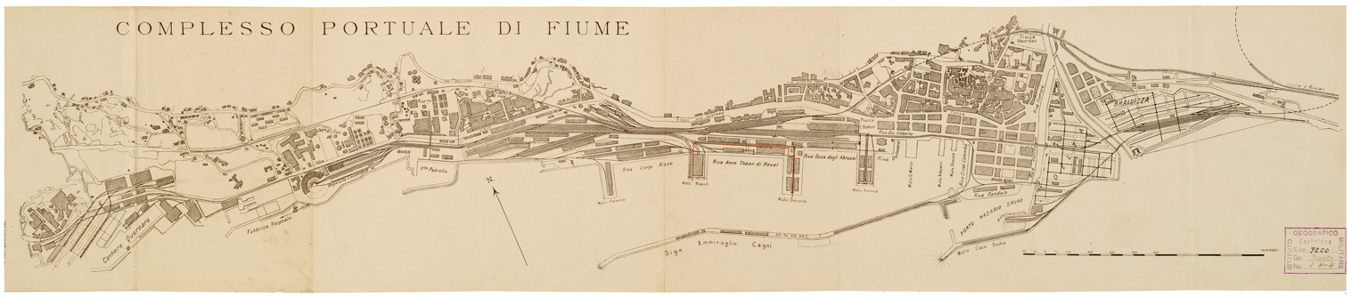 (N:9010) COMPLESSO PORTUALE DI FIUME (B0006735) Carte e stampe antiche: riproduzione a colori su carta (formato A1)
