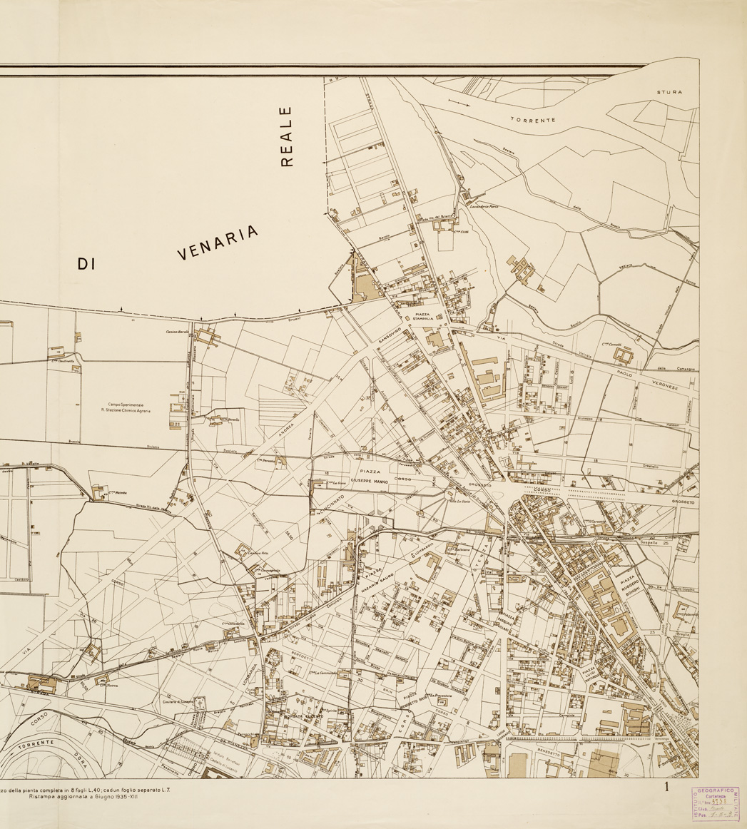 (N:13923) PIANTA DI TORINO - Foglio 1 (B0006747, B0006748, B6747-48) Carte e stampe antiche: riproduzione a colori su carta (formato A1)