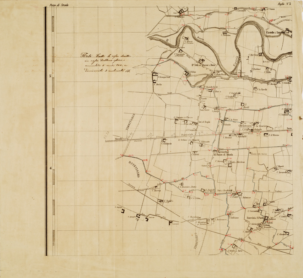 (N:6672) CARTA TOPOGRAFICA DEL TERRITORIO DEL COMUNE DI TORINO... - Foglio 3 - Pozzo di Strada (B0006770) Carte e stampe antiche: riproduzione a colori su carta (formato A1)