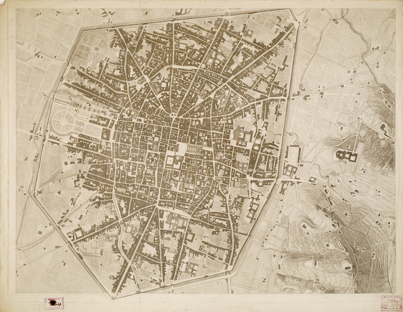 (N:7536) PIANTA TOPOGRAFICA DELLA CITTA' DI BOLOGNA - Foglio 2 (B0006777) Carte e stampe antiche: riproduzione a colori su carta (formato A1)