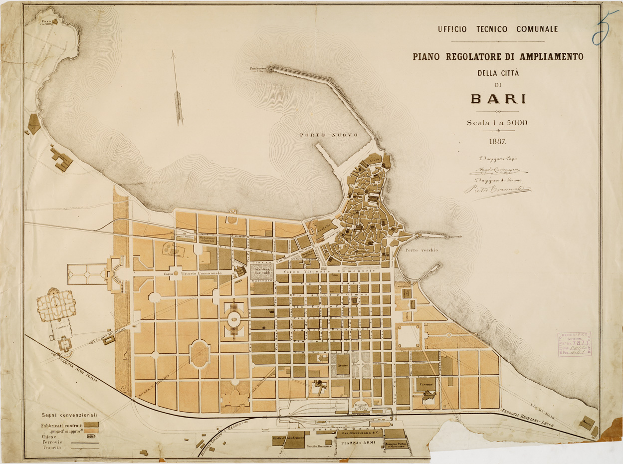 (N:13392) PIANO REGOLATORE DI AMPLIAMENTO DELLA CITTA' DI BARI (B0006781) Carte e stampe antiche: riproduzione a colori su carta (formato A1)