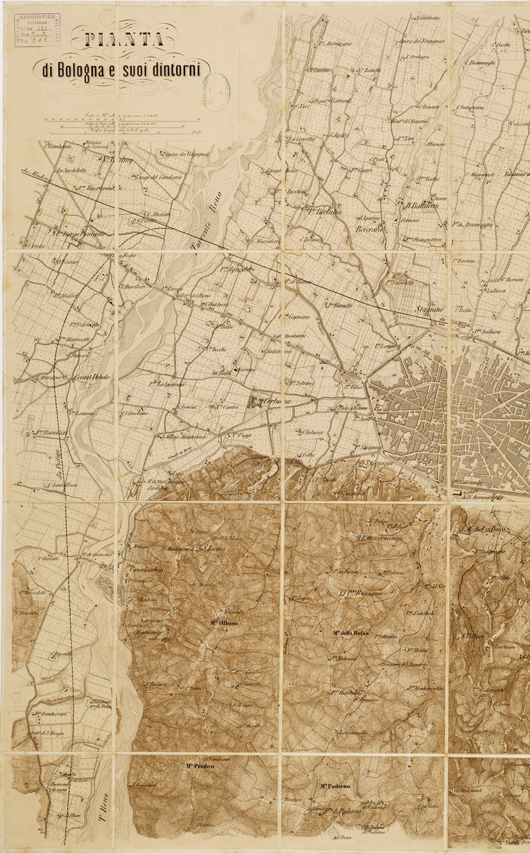 (N:13873) PIANTA DI BOLOGNA E SUOI DINTORNI (B0006806, B0006807, B6806-07) Carte e stampe antiche: riproduzione a colori su carta (formato A1)