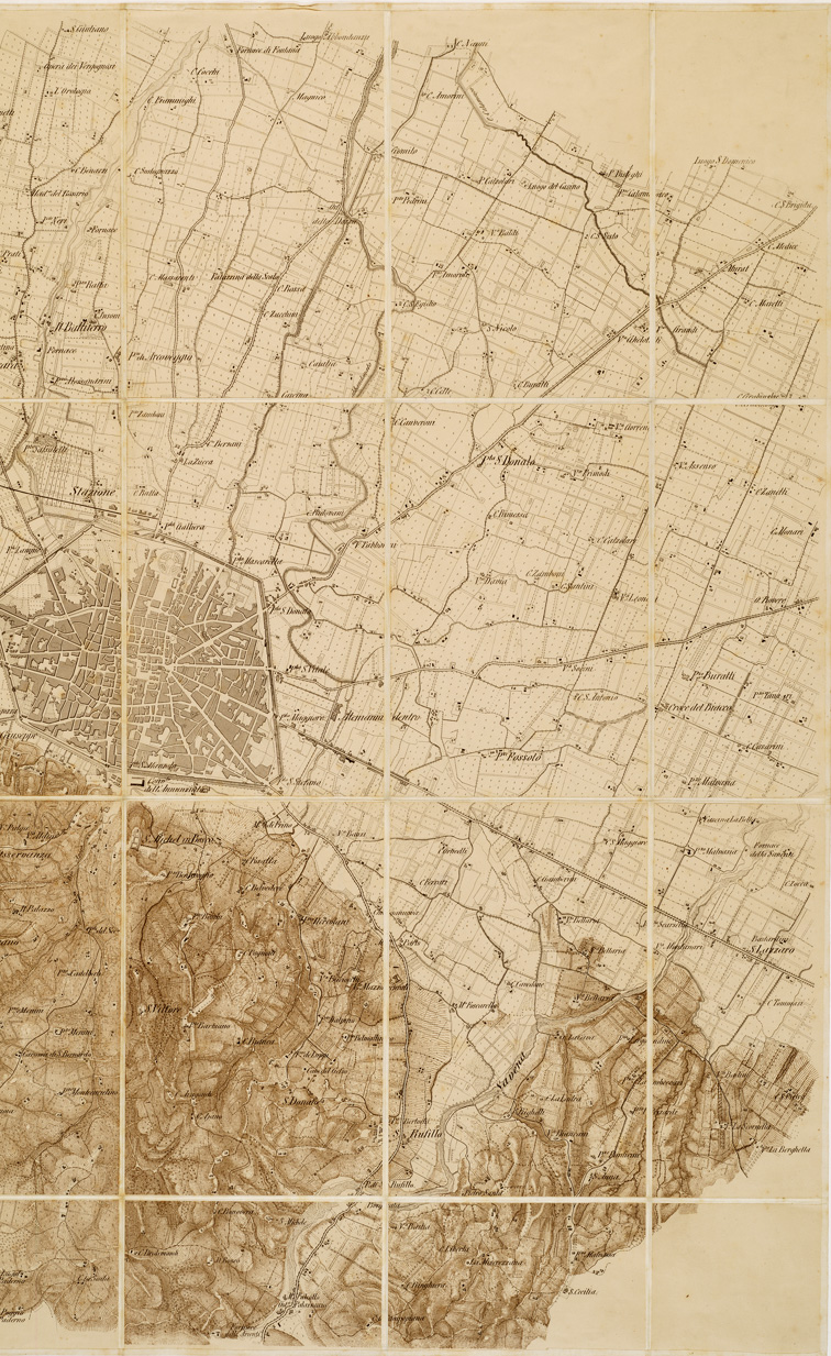 (N:13873) PIANTA DI BOLOGNA E SUOI DINTORNI (B0006806, B0006807, B6806-07) Carte e stampe antiche: riproduzione a colori su carta (formato A1)