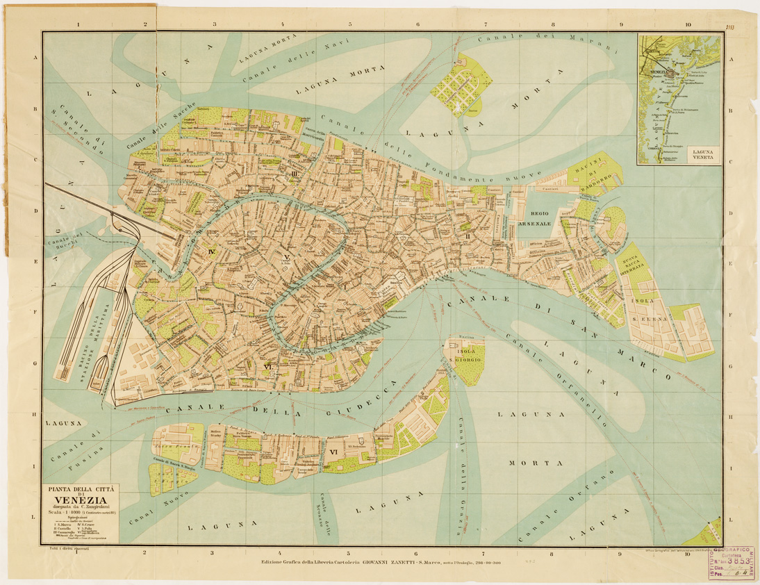 (N:14012) PIANTA DELLA CITTA' DI VENEZIA... (B0006864) Carte e stampe antiche: riproduzione a colori su carta (formato A1)