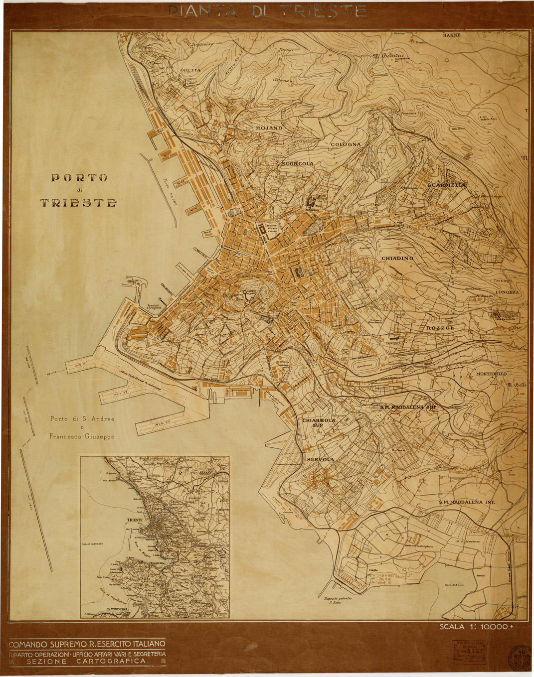 (N:15760) PIANTA DI TRIESTE (B0006873) Carte e stampe antiche: riproduzione a colori su carta (formato A1)