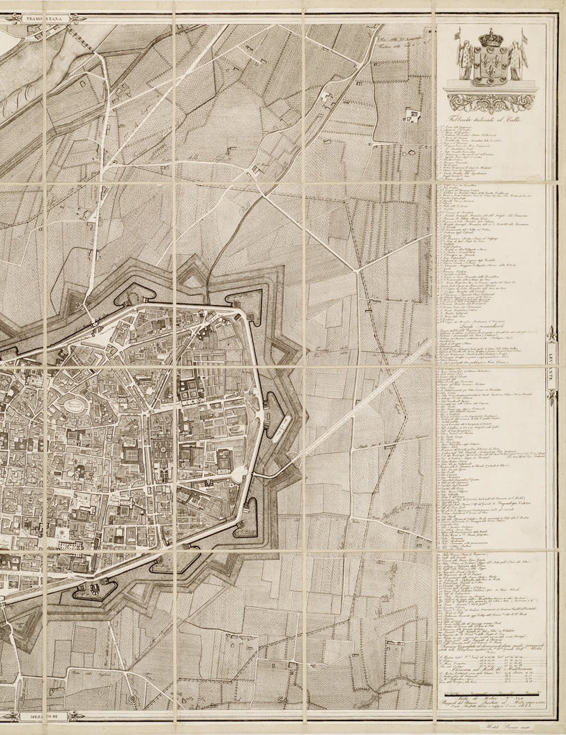 (N:13960) PIANTA GEOMETRICA DELLA CITTA' DI LUCCA A.S.A.R. L' INFANTE D. CARLO LODOVICO DI BORBONE DUCA DI LUCCA, ecc. IN OCCASIONE DEL QUINTO CONGRESSO DEI SAPIENTI ITALIANI L' ANNO 1843. IL PROF. PAOLO SINIBALDI O.D.C. (B0006892, B0006893, B6892-93) Carte e stampe antiche: riproduzione a colori su carta (formato A1)
