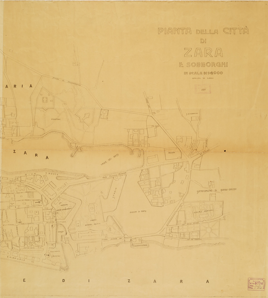 (N:13807) PIANTA DELLA CITTA' DI ZARA E SOBBORGHI (B0006914, B0006915, B6914-15) Carte e stampe antiche: riproduzione a colori su carta (formato A1)