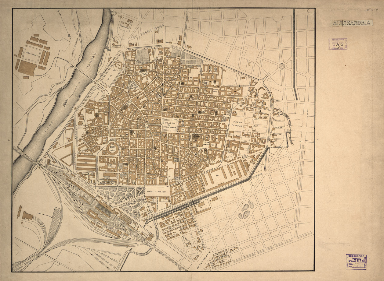 (N:13574) ALESSANDRIA (B0006925) Carte e stampe antiche: riproduzione a colori su carta (formato A1)