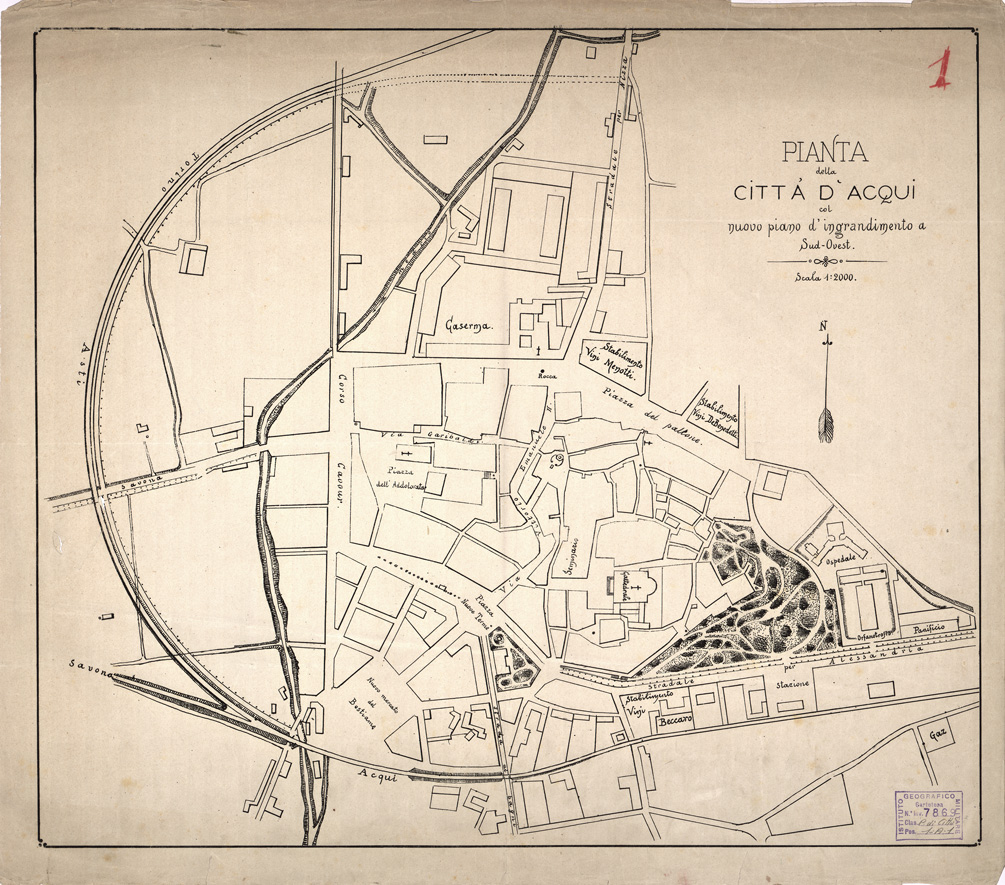 (N:13573) PIANTA DELLA CITTA' D'ACQUI... (B0006934) Carte e stampe antiche: riproduzione a colori su carta (formato A1)