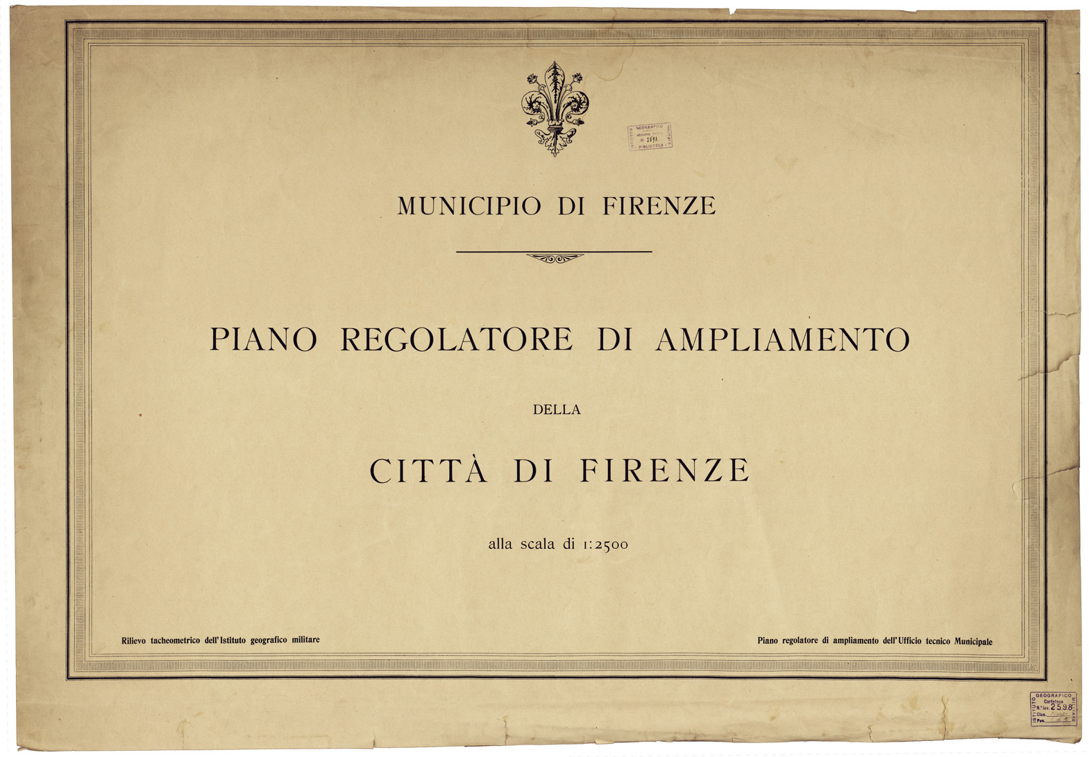 (N:13455) PIANO REGOLATORE DI AMPLIAMENTO DELLA CITTA' DI FIRENZE - Titolo (B0006940) Carte e stampe antiche: riproduzione a colori su carta (formato A1)