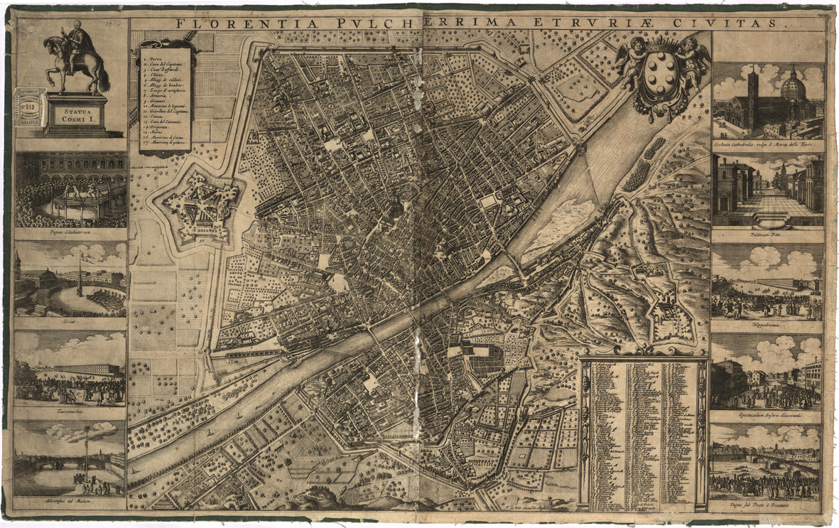 (N:9872) FLORENTIA PULCHERRIMA ETRURIAE CIVITAS - FIRENZE FREDERICK DE WIT EXCUDIT AMSTELODAMI. (B0007015) Carte e stampe antiche: riproduzione a colori su carta (formato A1)