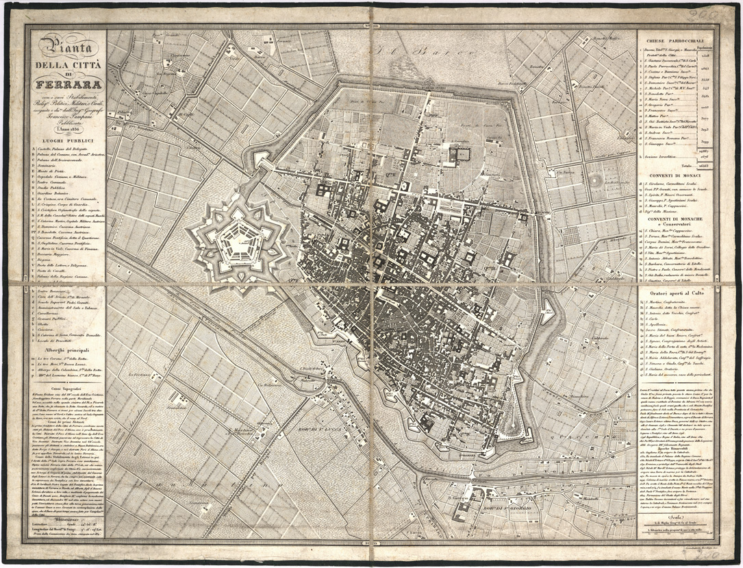 (N:13599) PIANTA DELLA CITTA' DI FERRARA... (B0007018) Carte e stampe antiche: riproduzione a colori su carta (formato A1)