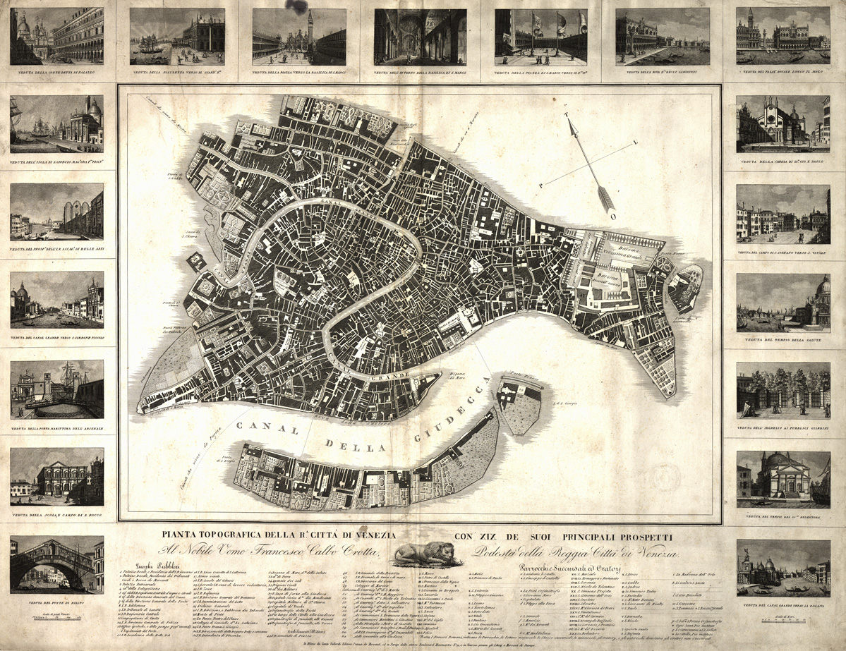 (N:14013) PIANTA TOPOGRAFICA DELLA R.A CITTA' DI VENEZIA... (B0007028) Carte e stampe antiche: riproduzione a colori su carta (formato A1)