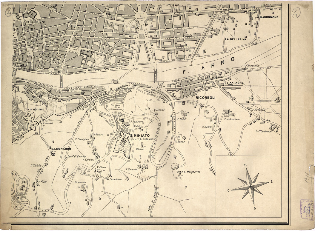 (N:13889) PIANTA DI FIRENZE COMPILATA E DISEGNATA DA OLINTO BARBIER - Foglio 4 (B0007055) Carte e stampe antiche: riproduzione a colori su carta (formato A1)