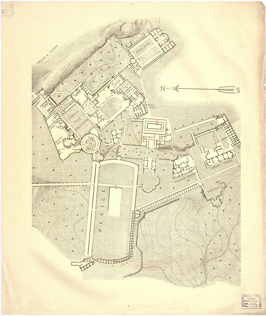 (N:15644) RILIEVO TOPOGRAFICO DI VILLA ADRIANA SCUOLA DEGLI INGEGNERI DI ROMA - ROMA - Tavola 2 (B0007091) Carte e stampe antiche: riproduzione a colori su carta (formato A1)