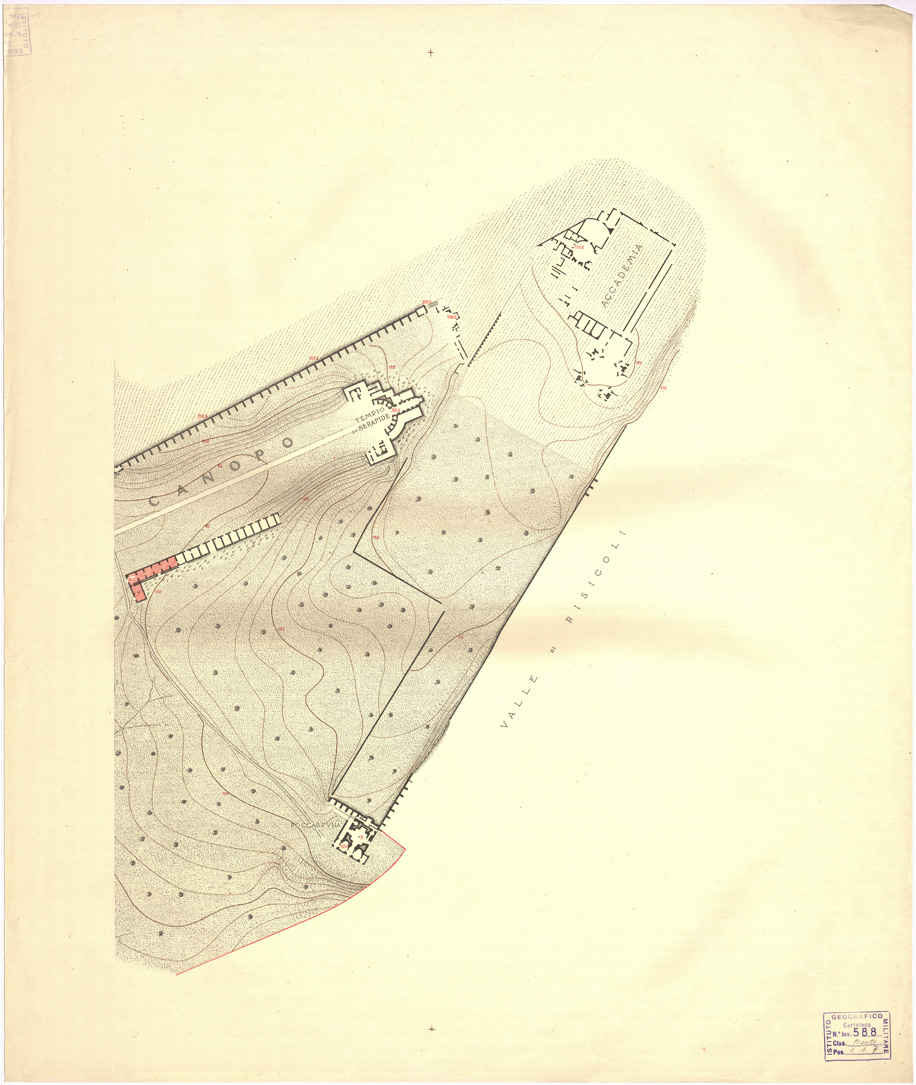 (N:15645) RILIEVO TOPOGRAFICO DI VILLA ADRIANA SCUOLA DEGLI INGEGNERI DI ROMA - ROMA - Tavola 3 (B0007092) Carte e stampe antiche: riproduzione a colori su carta (formato A1)