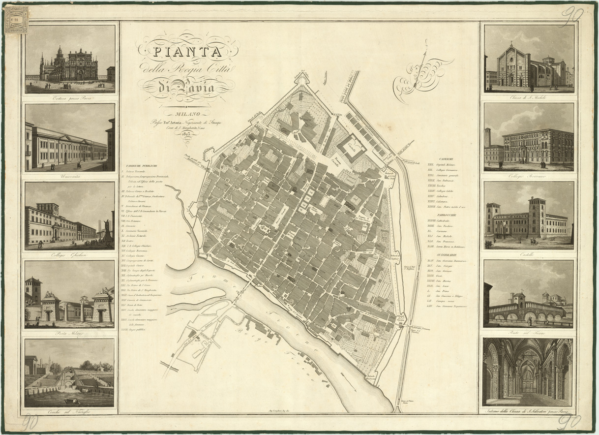 (N:13846) PIANTA DELLA REGIA CITTA' DI PAVIA MILANO PRESSO ARTARIA (B0007120) Carte e stampe antiche: riproduzione a colori su carta (formato A1)