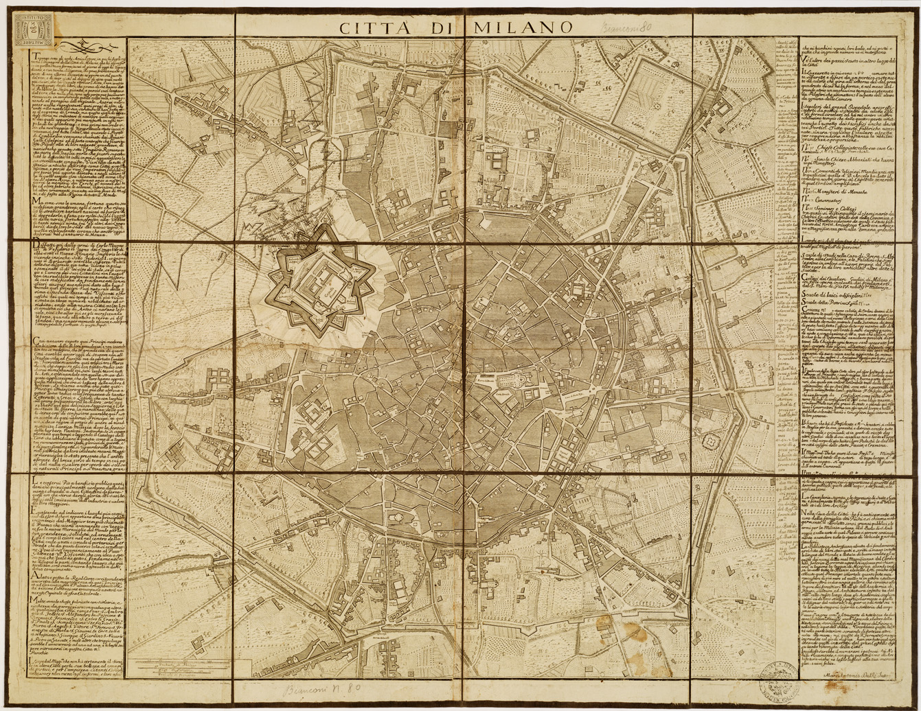 (N:8743) CITTA' DI MILANO (B0007132) Carte e stampe antiche: riproduzione a colori su carta (formato A1)