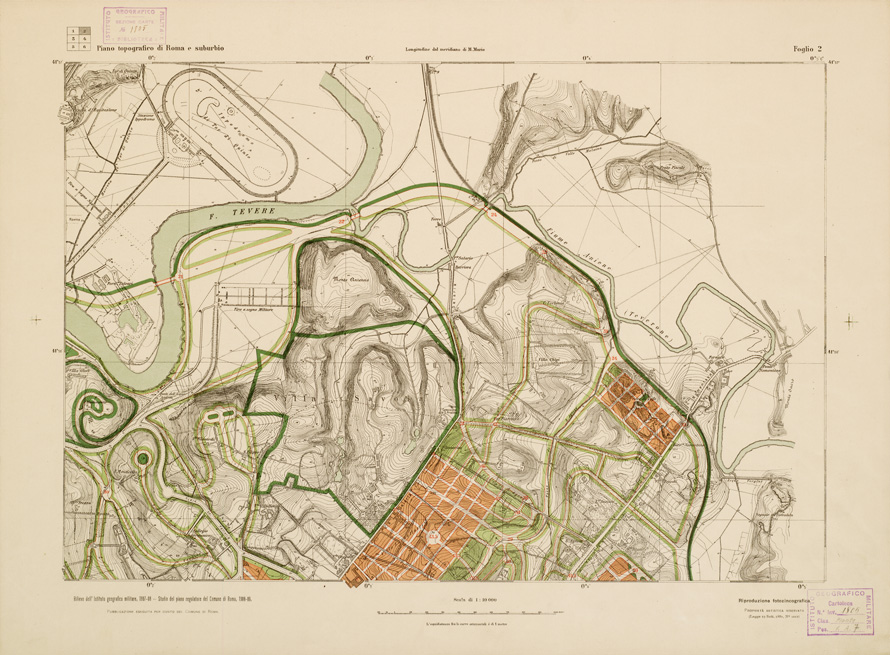 (N:13458) PIANO REGOLATORE E DI AMPLIAMENTO DELLA CITTA' DI ROMA - Tavola 2 (B0007144) Carte e stampe antiche: riproduzione a colori su carta (formato A1)