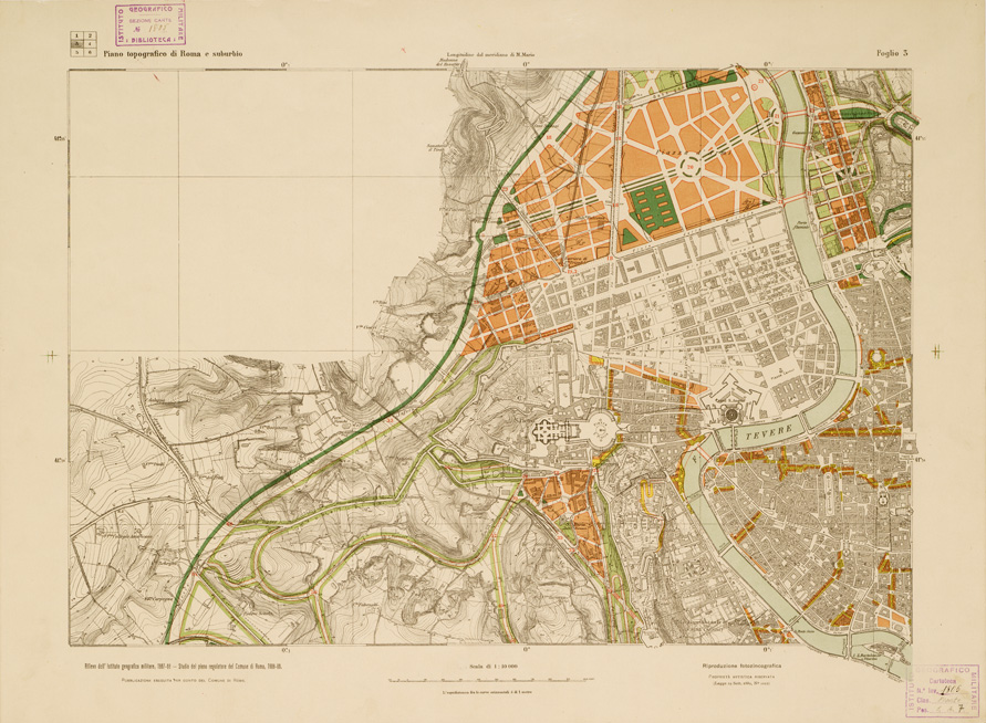 (N:13459) PIANO REGOLATORE E DI AMPLIAMENTO DELLA CITTA' DI ROMA - Tavola 3 (B0007145) Carte e stampe antiche: riproduzione a colori su carta (formato A1)