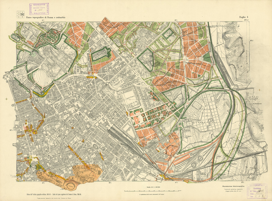 (N:13460) PIANO REGOLATORE E DI AMPLIAMENTO DELLA CITTA' DI ROMA - Tavola 4 (B0007146) Carte e stampe antiche: riproduzione a colori su carta (formato A1)
