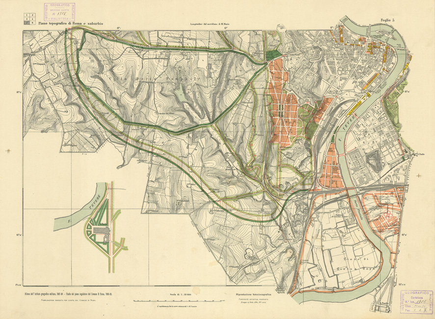 (N:13461) PIANO REGOLATORE E DI AMPLIAMENTO DELLA CITTA' DI ROMA - Tavola 5 (B0007147) Carte e stampe antiche: riproduzione a colori su carta (formato A1)