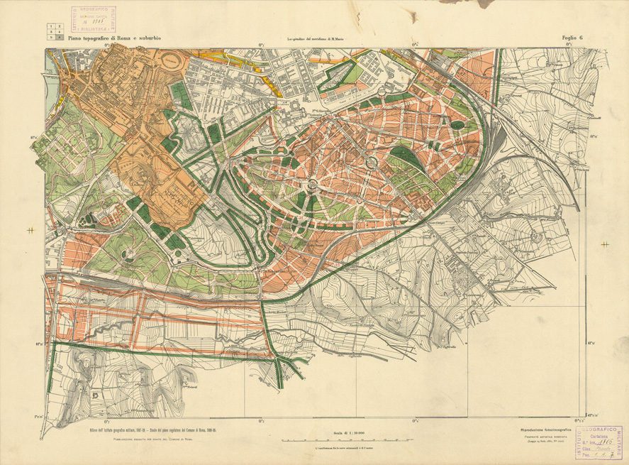 (N:13462) PIANO REGOLATORE E DI AMPLIAMENTO DELLA CITTA' DI ROMA - Tavola 6 (B0007148) Carte e stampe antiche: riproduzione a colori su carta (formato A1)