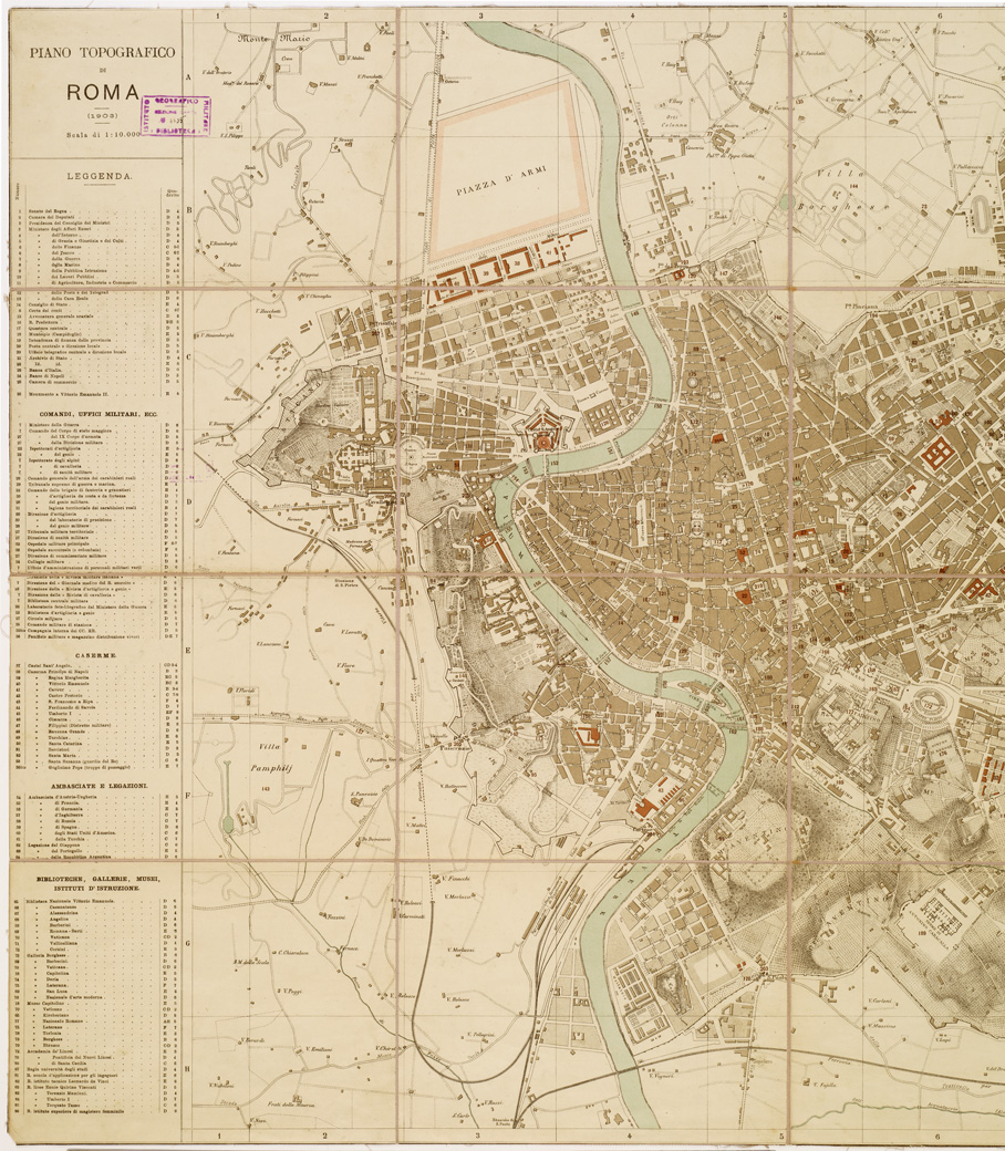 (N:13550) PIANO TOPOGRAFICO DI ROMA (B0007149, B0007150, B7149-50) Carte e stampe antiche: riproduzione a colori su carta (formato A1)