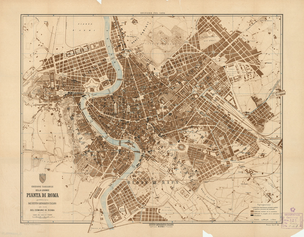 (N:9711) EDIZIONE TASCABILE DELLA GRANDE PIANTA DI ROMA - PUBBLICATA DALL'ISTITUTO CARTOGRAFICO ITALIANO PER CURA DEL COMUNE DI ROMA (B0007153) Carte e stampe antiche: riproduzione a colori su carta (formato A1)