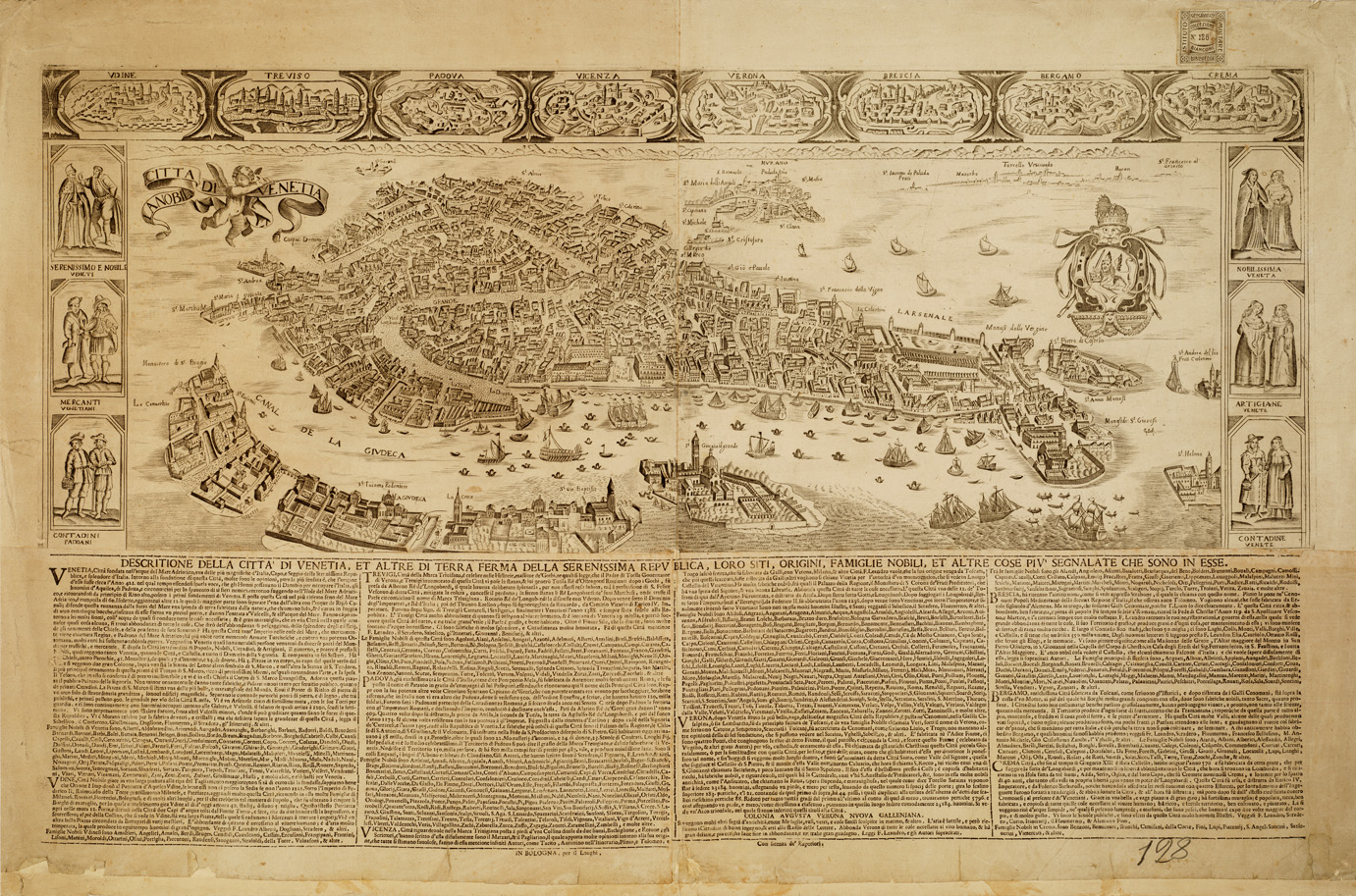 (N:11236) LA NOBIL CITTA' DI VENETIA IN BOLOGNA PER IL LONGHI. (VENEZIA) (B0007158) Carte e stampe antiche: riproduzione a colori su carta (formato A1)